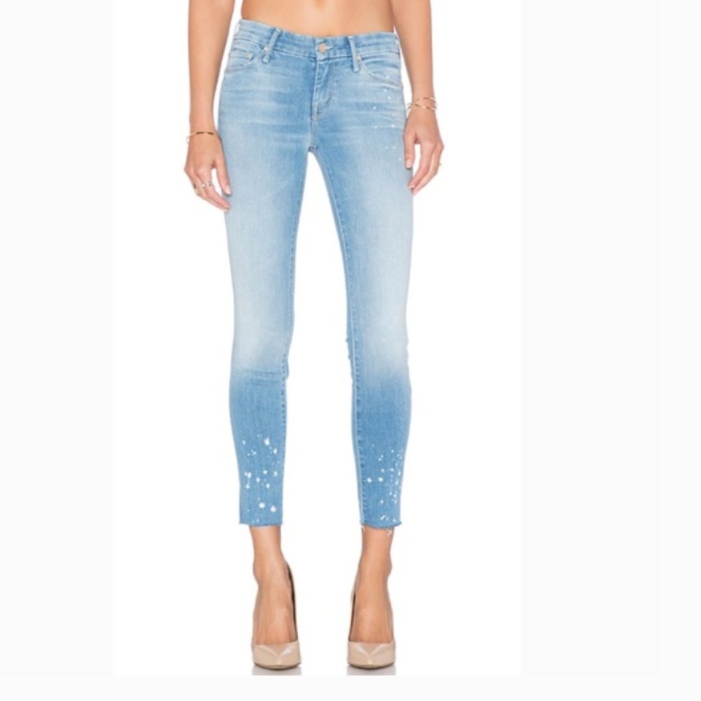 MOTHER Looker Ankle Fray Splatter Jeans